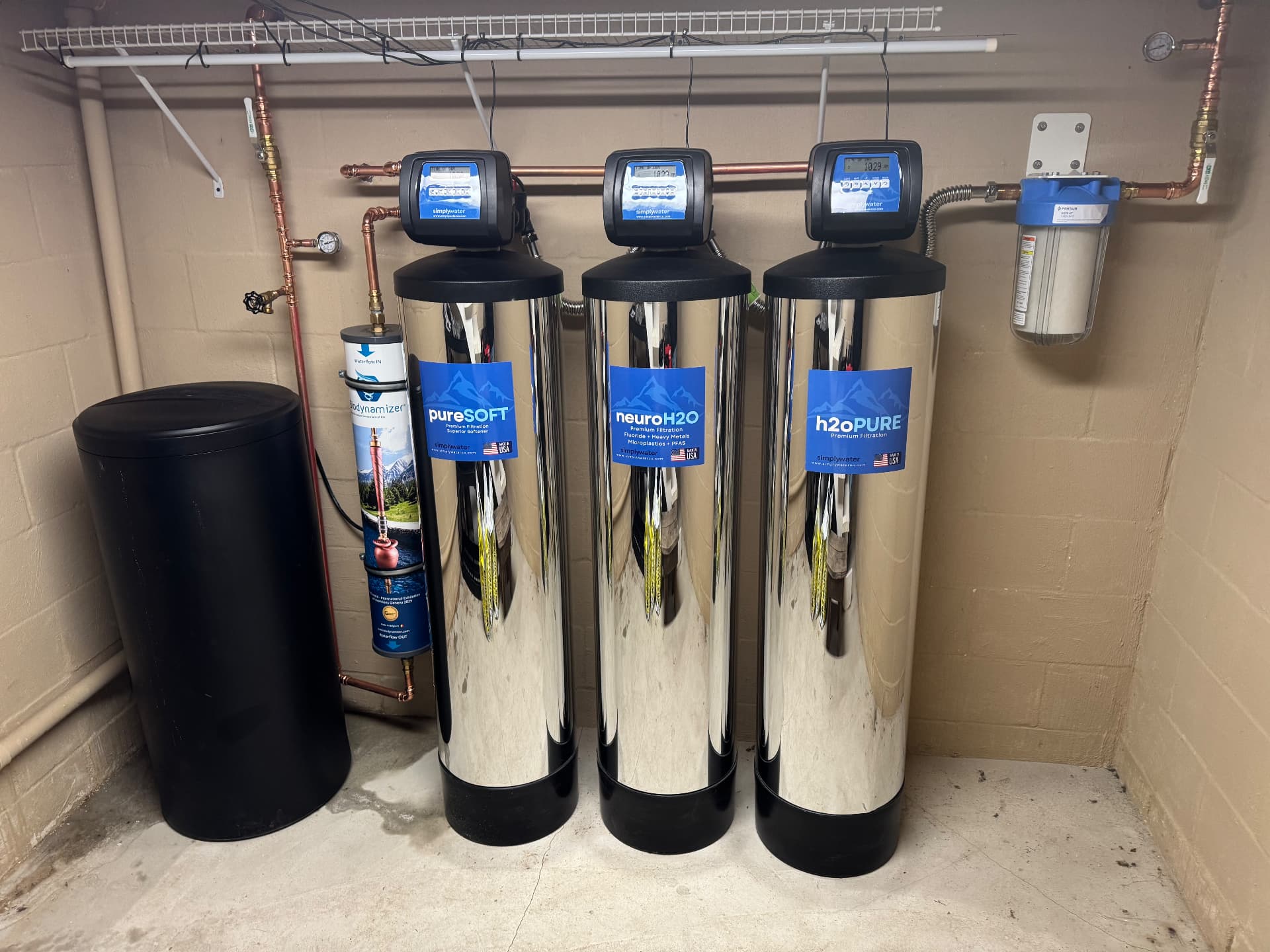 Whole-home Simply Water installation with Biodynamizer and multiple treatment tanks